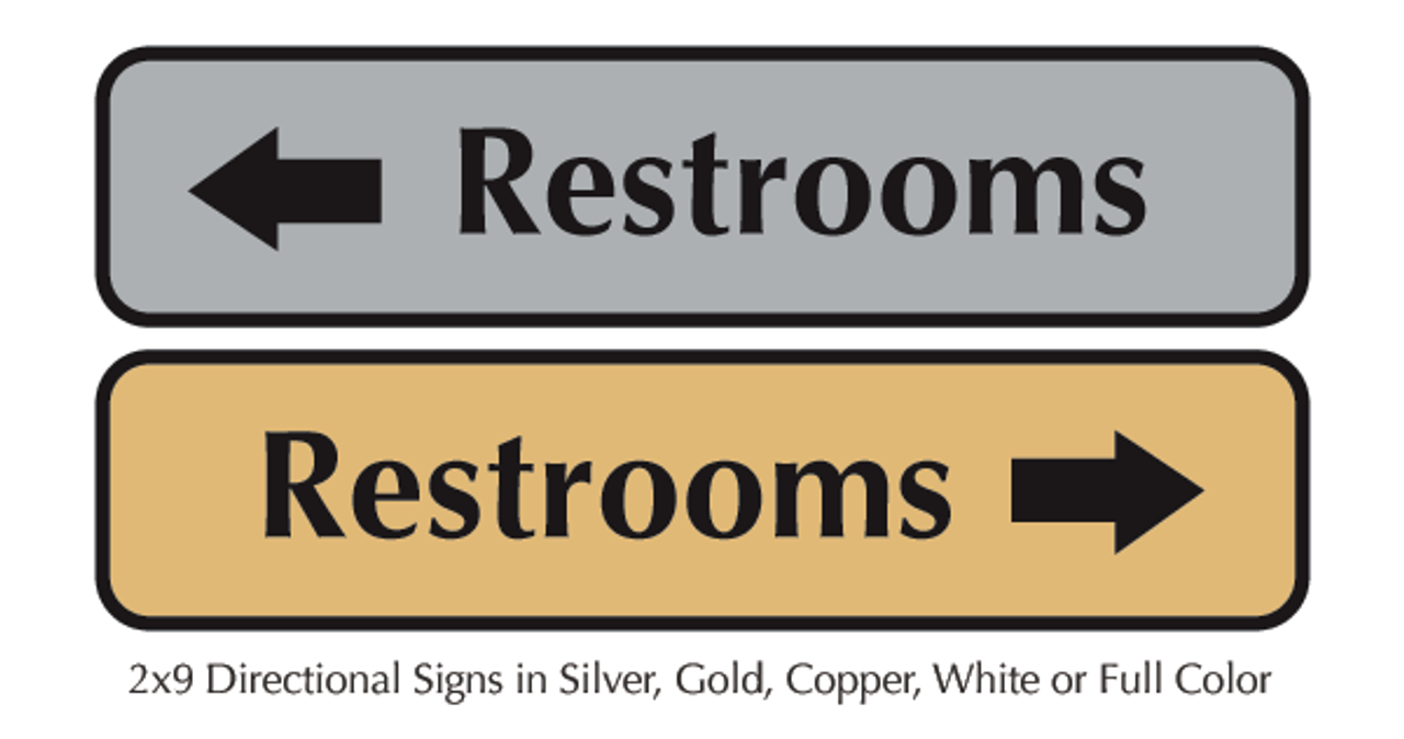 Restroom and bathroom directional door signs  Metal Restroom Signs